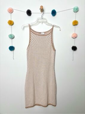 Abercrombie Tan and White Checkered Mini Dress